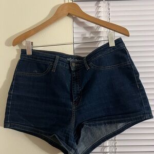Short dark blue denim shorts